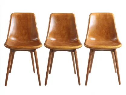 Chaise de salle à manger en bois et assise aspect cuir 48x52x82 cm – marron – style vintage pour salle à manger-Sofaupnest