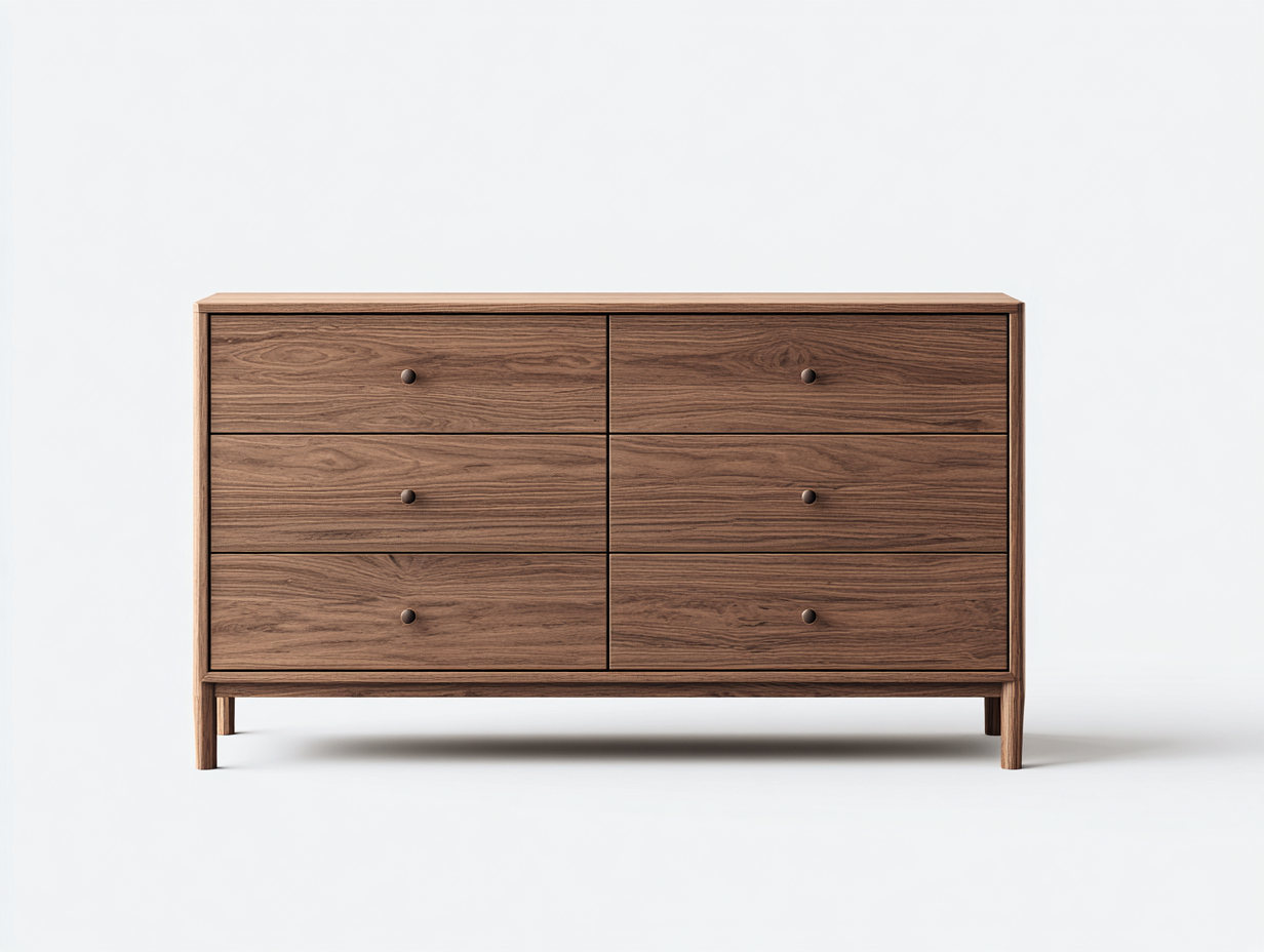 Commode à tiroirs en bois pour chambre 150x45x80 cm – noyer – rangement moderne-Sofaupnest
