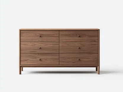Commode à tiroirs en bois pour chambre 150x45x80 cm – noyer – rangement moderne-Sofaupnest