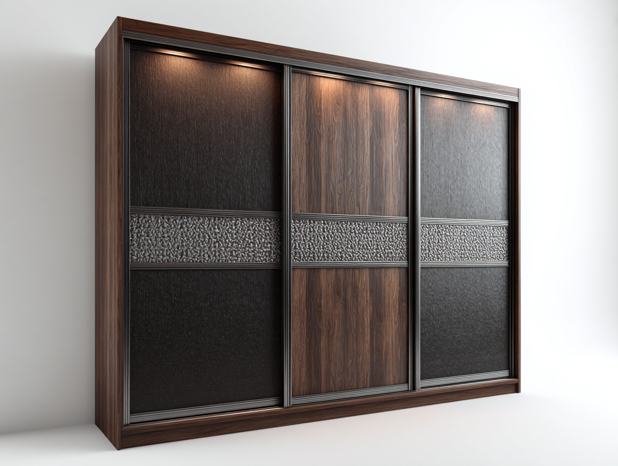 Armoire pour chambre en bois avec portes coulissantes 240x65x220 cm – marron foncé - noir – rangement moderne-Sofaupnest