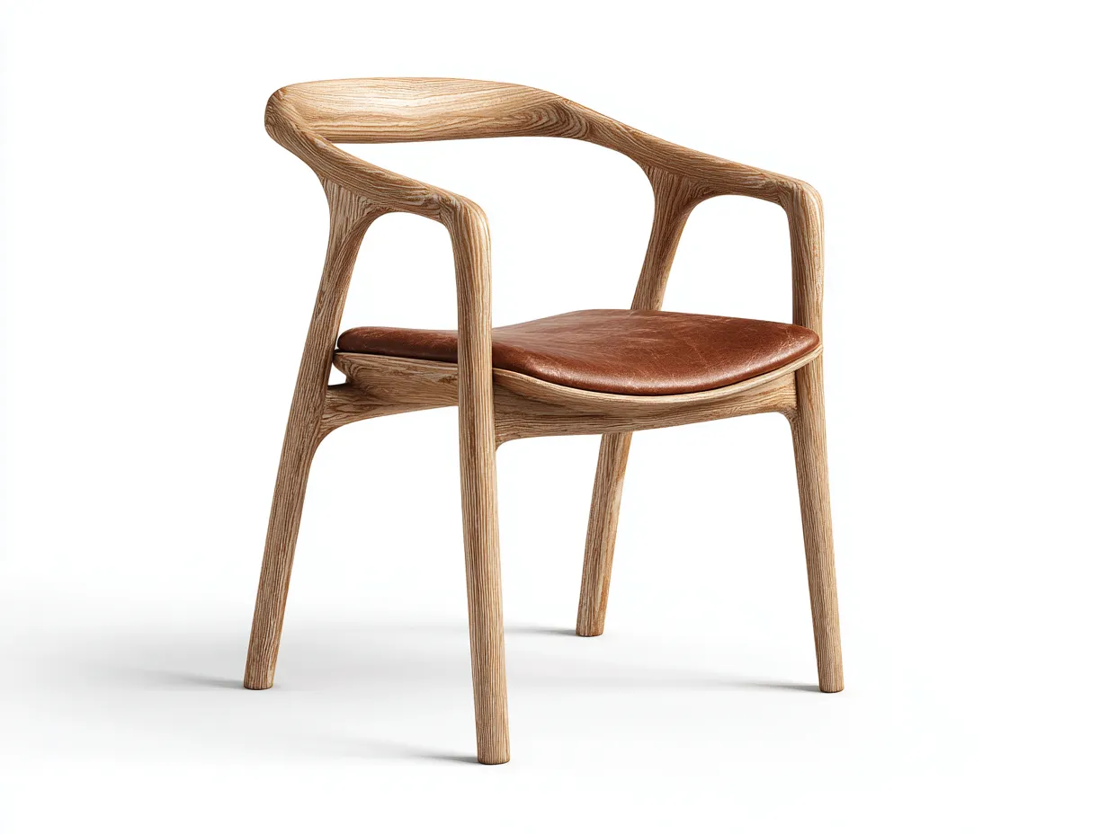 Chaise de salle à manger en bois massif et assise aspect cuir 56x54x78 cm – bois naturel et marron – design contemporain pour salle à manger-Sofaupnest