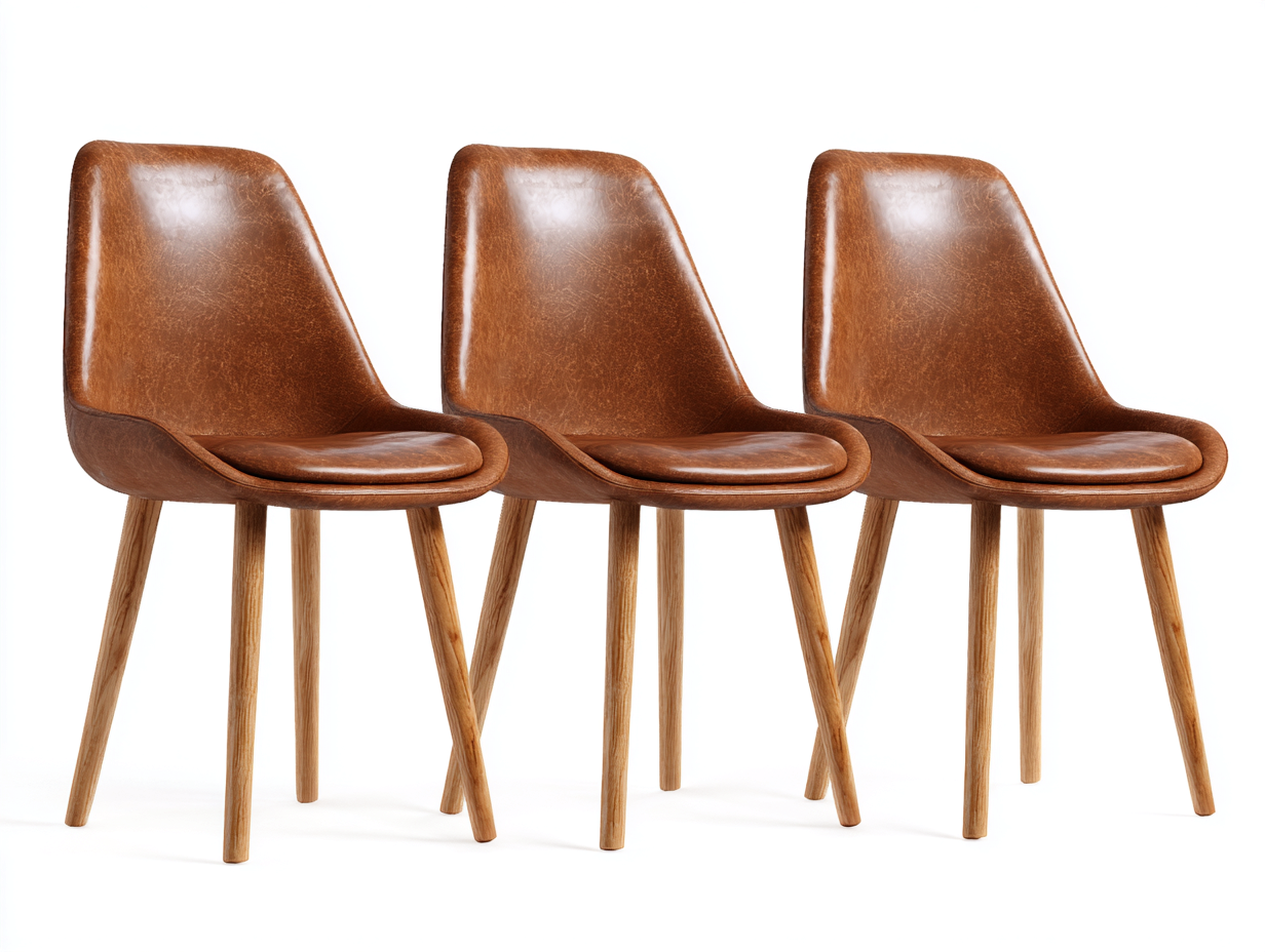 Chaise de salle à manger en bois et assise aspect cuir 50x54x83 cm – marron – style vintage pour salle à manger-Sofaupnest