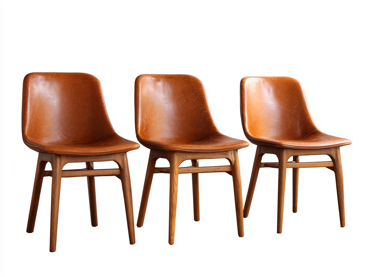 Chaise de salle à manger en bois et assise aspect cuir 51x53x82 cm – marron – style rétro pour salle à manger-Sofaupnest