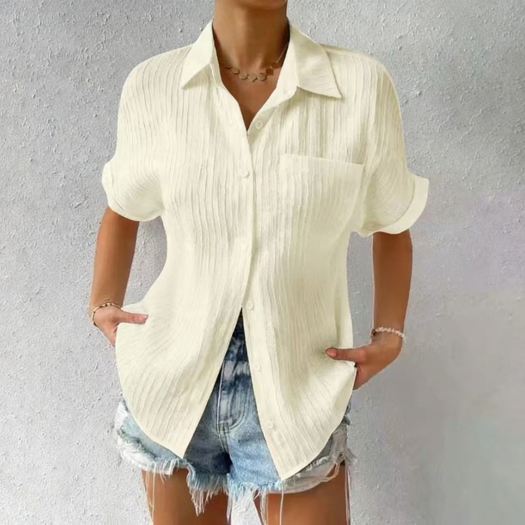 🔥Shirt Collar Casual Buttoned Loose Blouse