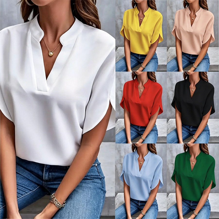 Women's Stand-Collar V-Neck Top