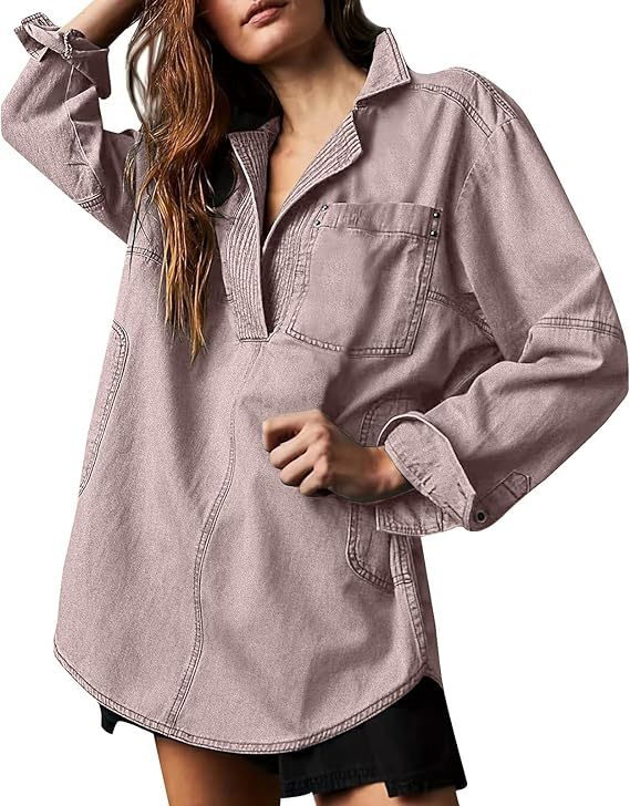 2026 New V-neck Fashionable Design Casual Denim Long-Sleeve Top