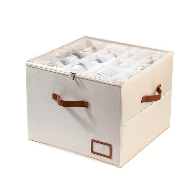 Household Sectioned Sneaker Storage Box — Foldable, Dustproof Shoe Organizer for Wardrobes