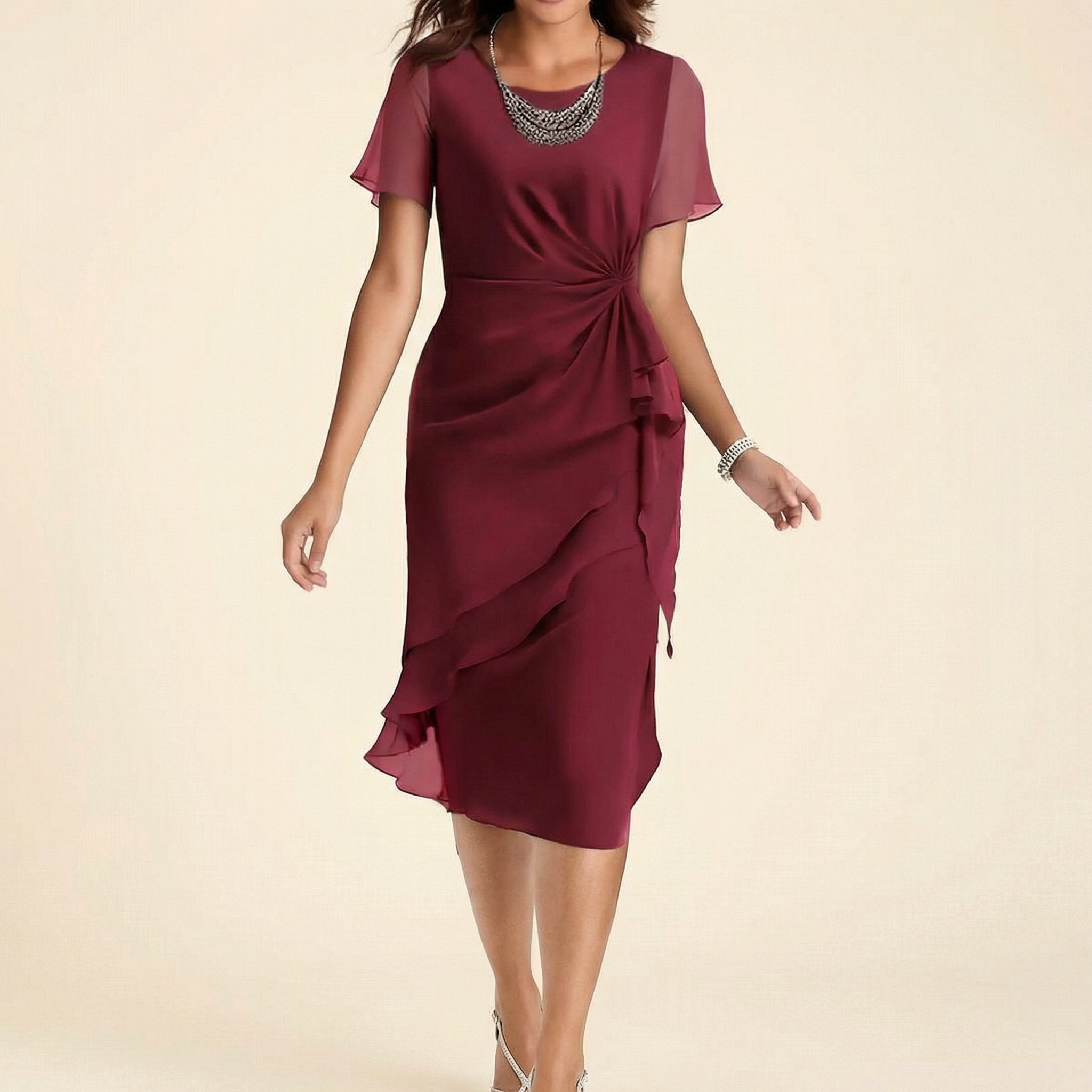  Gathered Twist Waist Dress