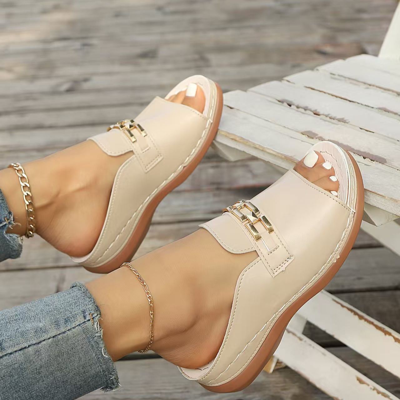 🎁 Last Day Special: 70% OFF 🎁Newly upgraded women's wedge-heeled platform orthotic slippers(buy 2 free shipping)