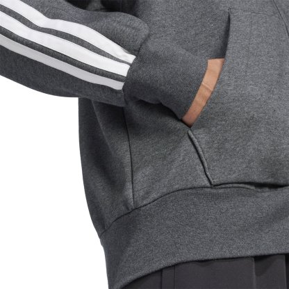 Mens Essentials Fleece 3-Stripes Full-Zip Hoodie