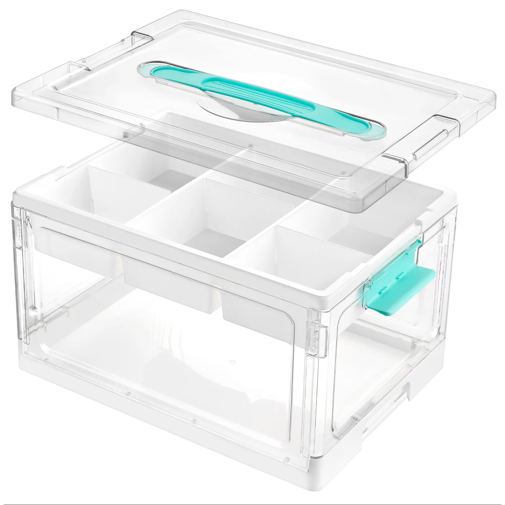 1-2Pack 24QT Clear Plastic Craft Organizers and Storage Box with Removable Trays and Dividers, Art Supply Organizers and Storage, Ideal Containers for Coloring Books, Toys, Craft Supplies, Medicine, Playdough, Easter Gift