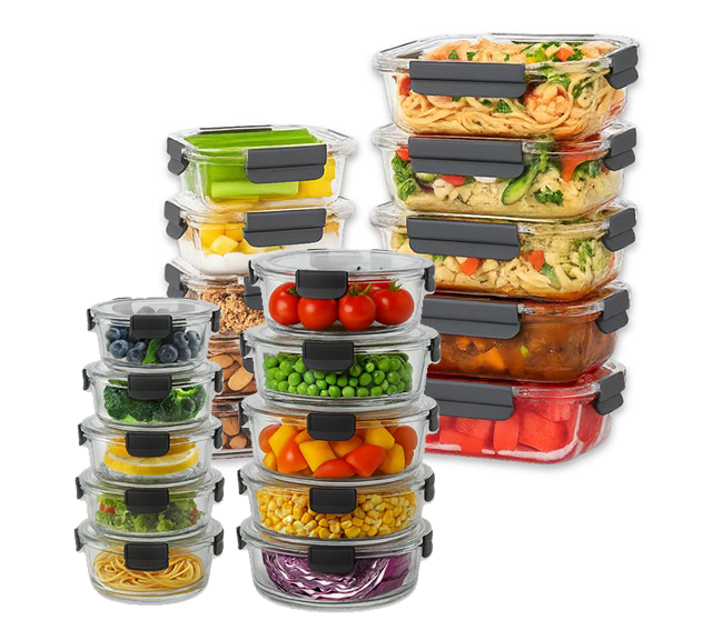 Glass Meal Prep Containers with Airtight Lids – Set of 10 – Reusable Glass Food Storage Containers with Lids – Leakproof, Freezer, Oven, Microwave & Dishwasher Safe