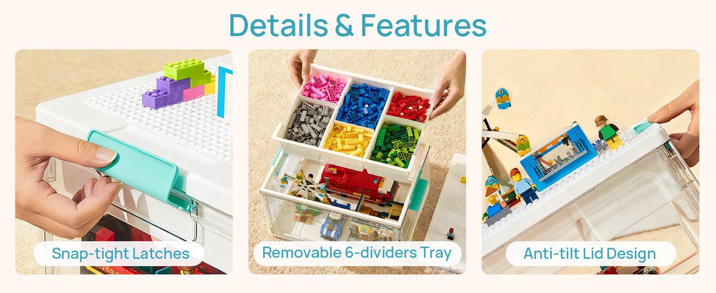 Vtopmart 1-2Pack 24QT Clear Plastic Craft Organizers and Storage Box with Removable Trays and Dividers, Art Supply Organizers and Storage, Ideal Containers for Coloring Books, Toys, Craft Supplies, Medicine, Playdough, Easter Gift