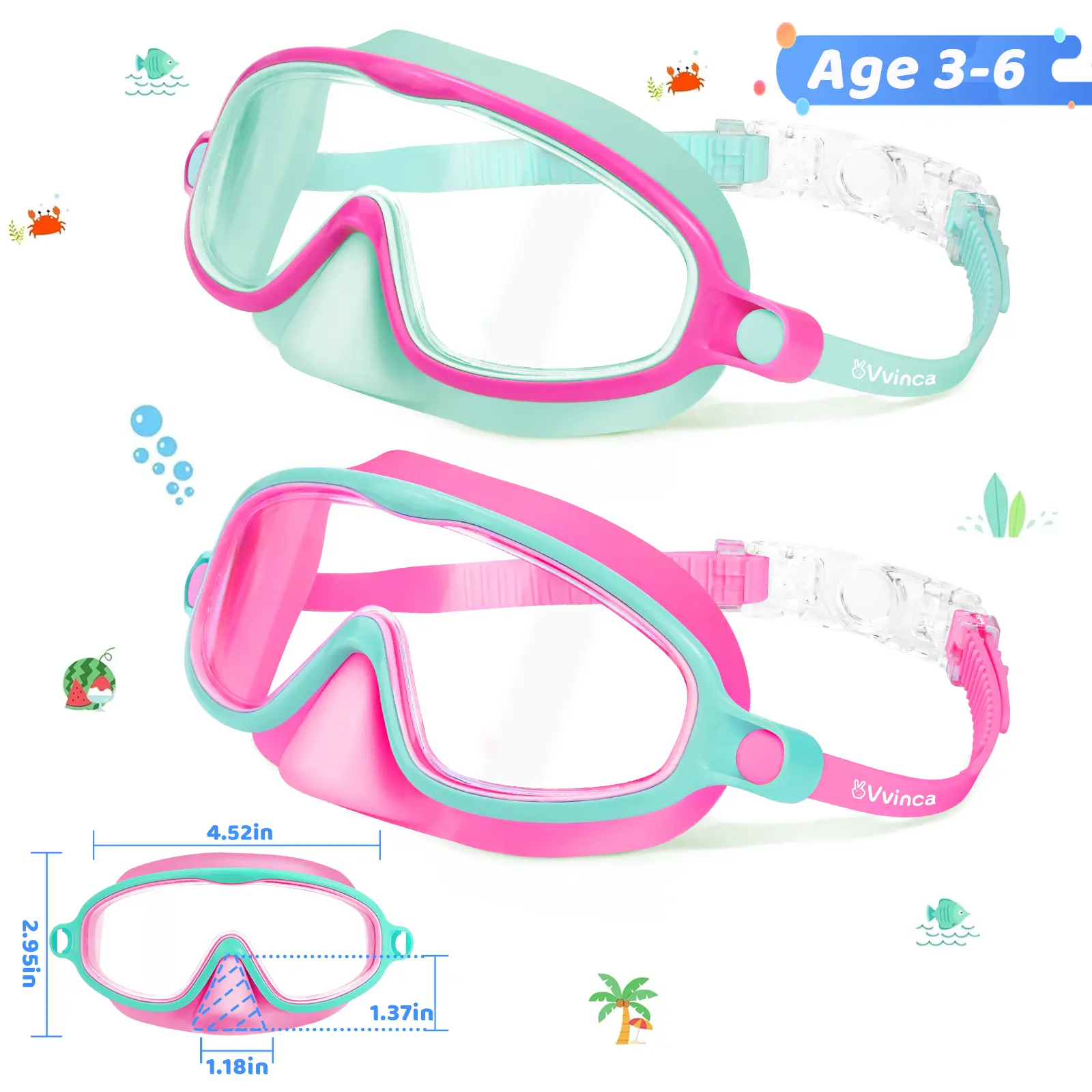 🔥summer sale 25% OFF 🔥  Swim Goggles 2 Pcs with Nose Cover for Ages 3-12+ Kids,Youth,UV Protection Anti-Fog Wide View Anti-Shattered Lens for Boys and Girls - Safety anti-uv swim glass anti-fog swimming goggles for Lake,Beach, Summer Party
