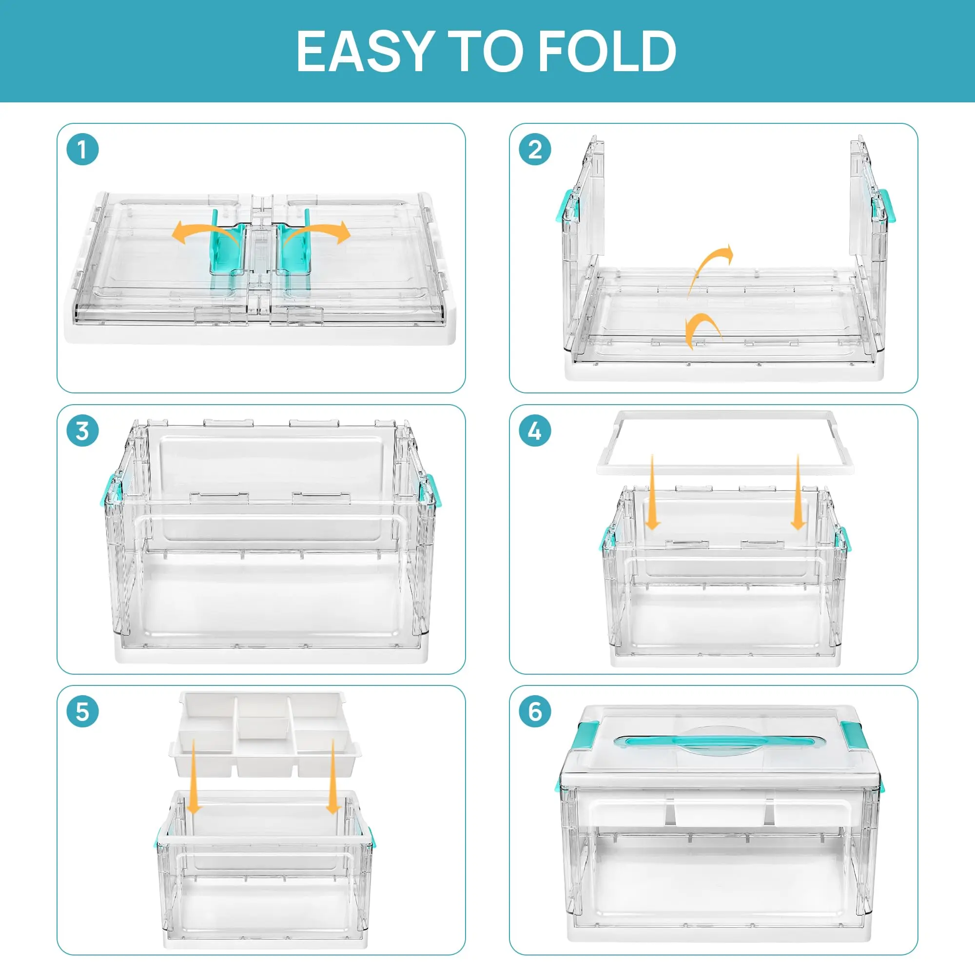 1-2Pack 24QT Clear Plastic Craft Organizers and Storage Box with Removable Trays and Dividers, Art Supply Organizers and Storage, Ideal Containers for Coloring Books, Toys, Craft Supplies, Medicine, Playdough, Easter Gift