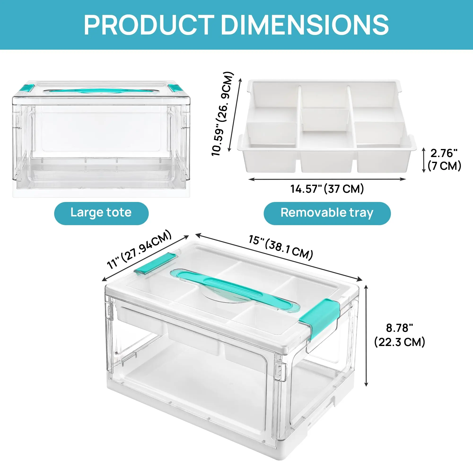 1-2Pack 24QT Clear Plastic Craft Organizers and Storage Box with Removable Trays and Dividers, Art Supply Organizers and Storage, Ideal Containers for Coloring Books, Toys, Craft Supplies, Medicine, Playdough, Easter Gift