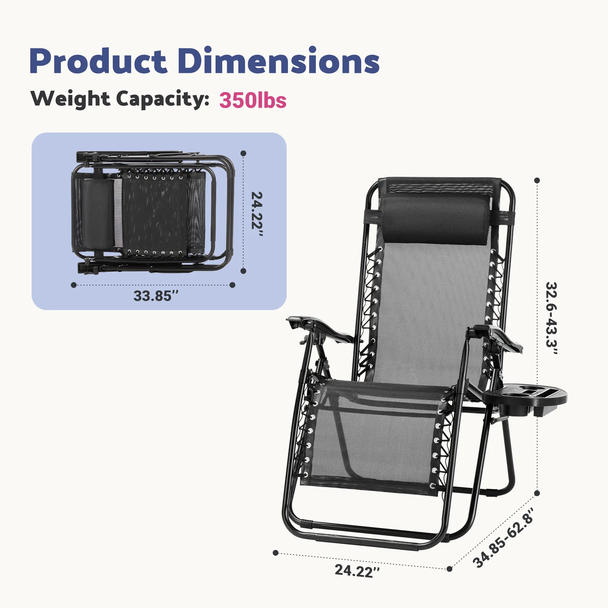 🔥summer sale 25% OFF 🔥 Outdoor Zero Gravity Chairs, Set of 2 Portable Recliner Beach Camping Patio Outdoor Folding Lounge Chair with Cup Holder Trays and Adjustable Pillow