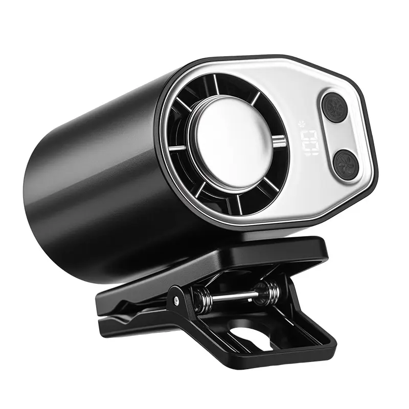  Summervibes-2026 Semiconductor Cooling Car Clip On Fan with LED Display - 360° Rotation, 100 Speeds Adjustable, USB Rechargeable Personal Cooling Fan, 16℃ Semi-Cooling Wide Clamp 20Hr Battery 3000mAh Battery,summervibes
