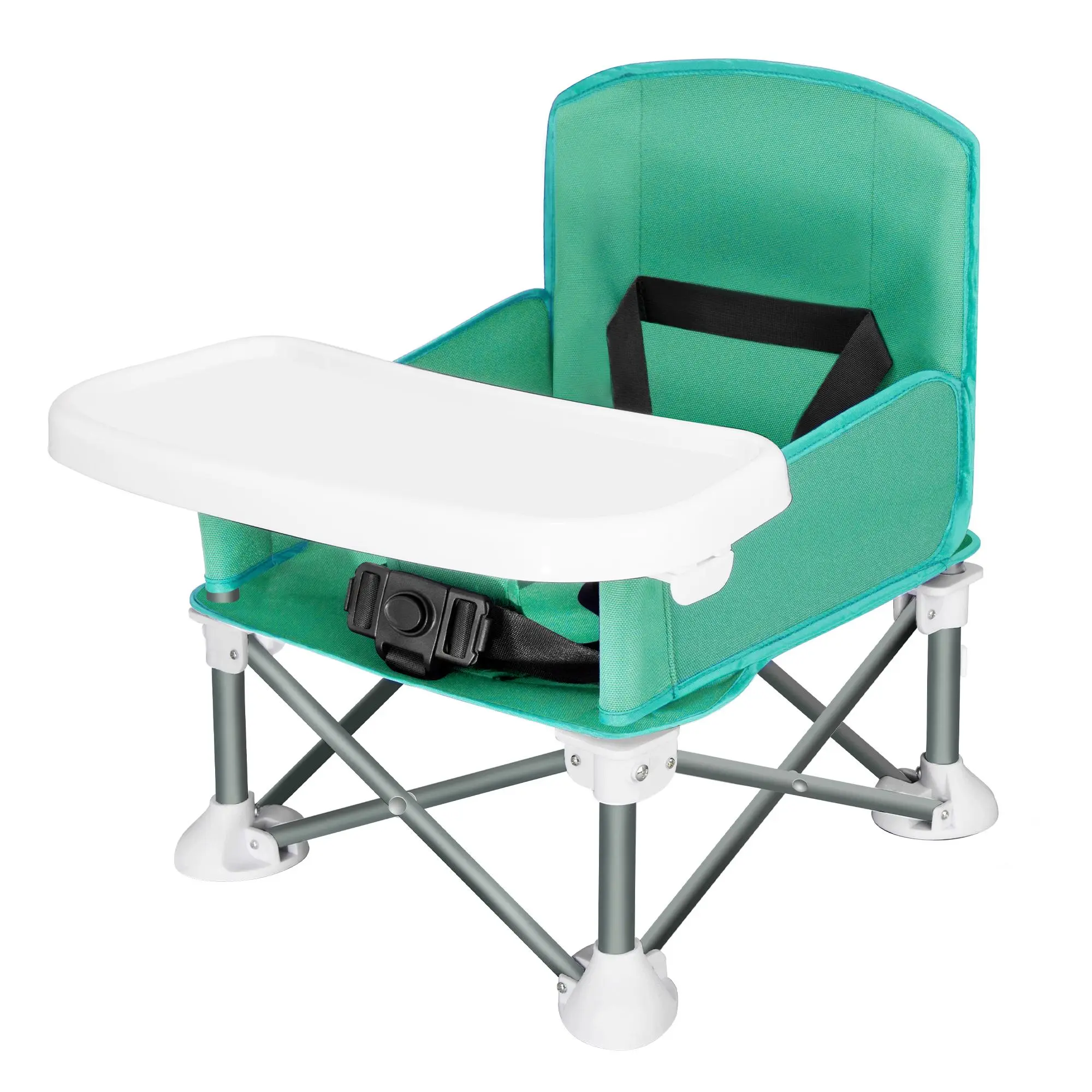Portable Toddler Travel Booster Seat - Folding Dining & Outdoor Chair with Tray for Camping, Beach, Lawn and Home Use