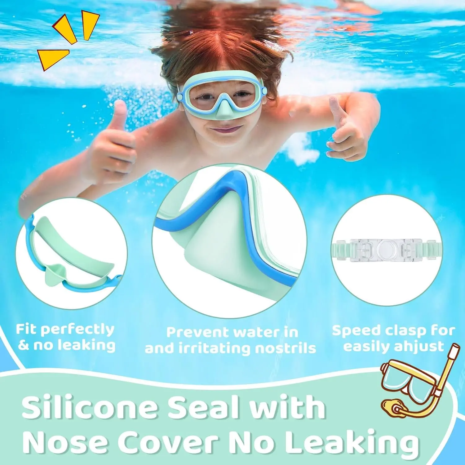 🔥summer sale 25% OFF 🔥  Swim Goggles 2 Pcs with Nose Cover for Ages 3-12+ Kids,Youth,UV Protection Anti-Fog Wide View Anti-Shattered Lens for Boys and Girls - Safety anti-uv swim glass anti-fog swimming goggles for Lake,Beach, Summer Party
