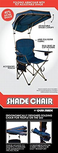 Quik Shade Max Shade High and Wide Folding Camp Tilt UV Sun Protection Canopy Chair