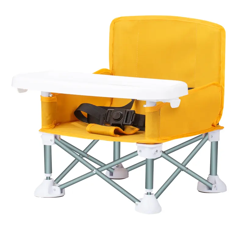 Portable Toddler Travel Booster Seat - Folding Dining & Outdoor Chair with Tray for Camping, Beach, Lawn and Home Use