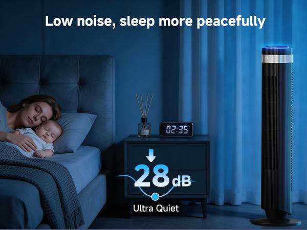 【New】Tower Fan for Bedroom, 28dB Silent Standing Fan with 12H Timer, Smart Auto Mode, 64° Oscillating Bladeless Cooling Fan for Home Office 【New】Tower Fan for Bedroom, 28dB Silent Standing Fan with 12H Timer, Smart Auto Mode, 64° Oscillating Bladeless Cooling Fan for Home Office