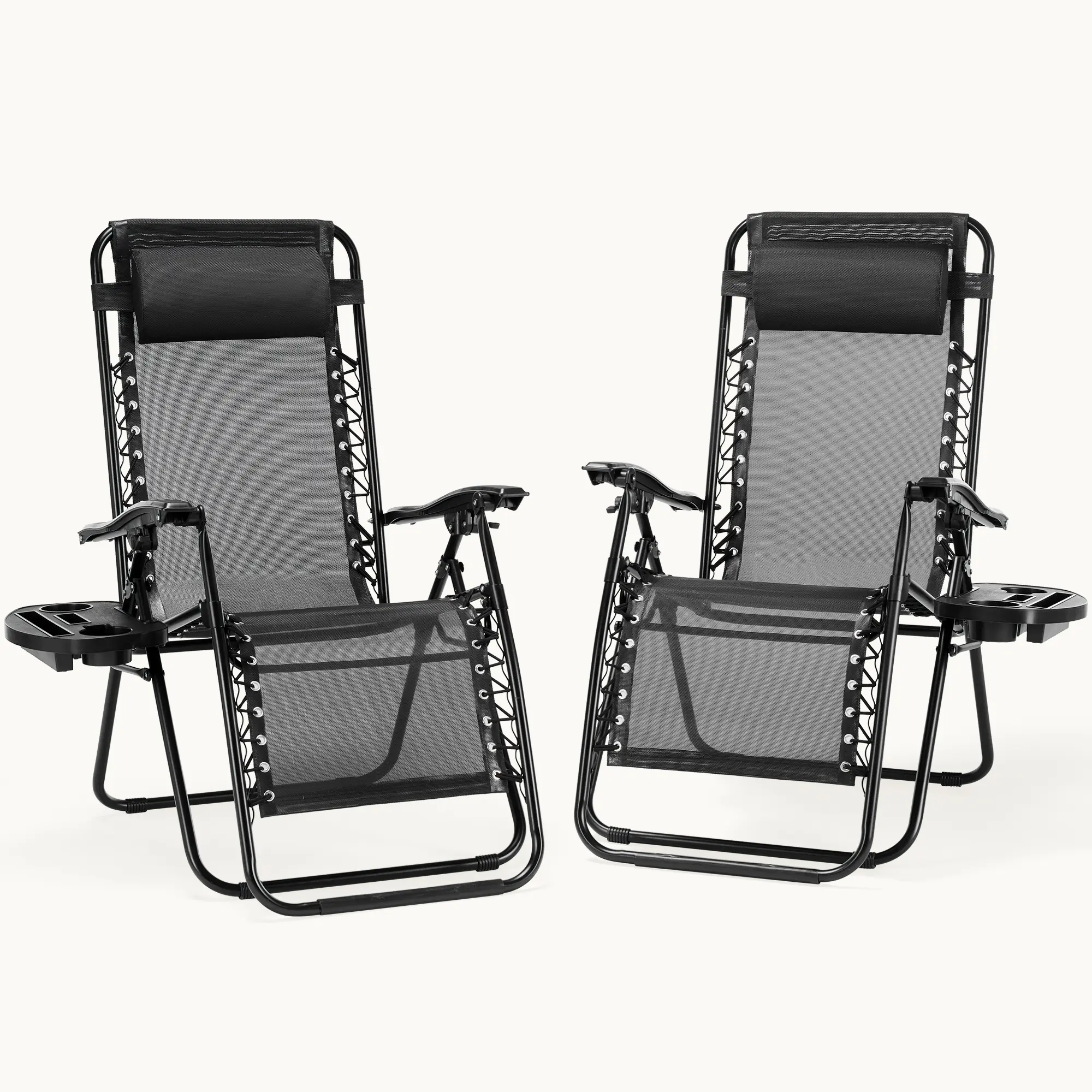 🔥summer sale 25% OFF 🔥 Outdoor Zero Gravity Chairs, Set of 2 Portable Recliner Beach Camping Patio Outdoor Folding Lounge Chair with Cup Holder Trays and Adjustable Pillow