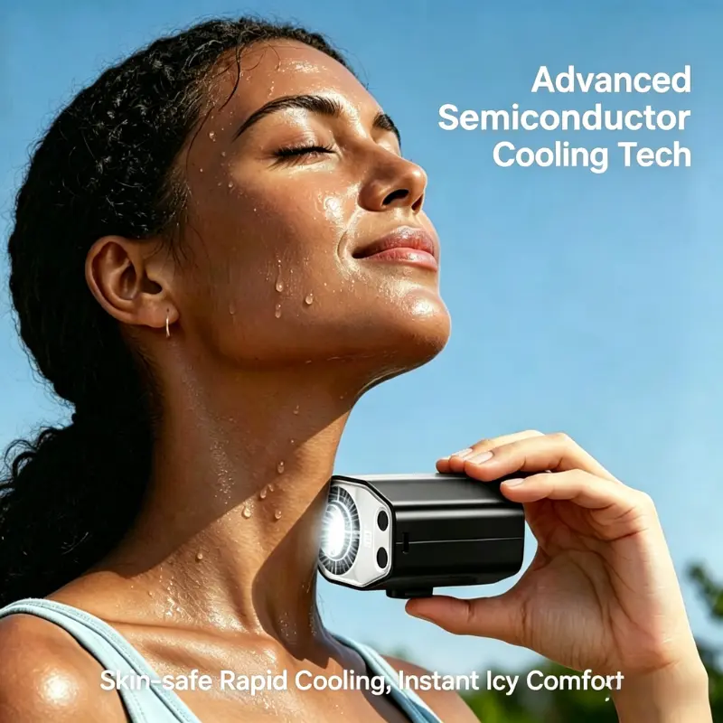  Summervibes-2026 Semiconductor Cooling Car Clip On Fan with LED Display - 360° Rotation, 100 Speeds Adjustable, USB Rechargeable Personal Cooling Fan, 16℃ Semi-Cooling Wide Clamp 20Hr Battery 3000mAh Battery,summervibes