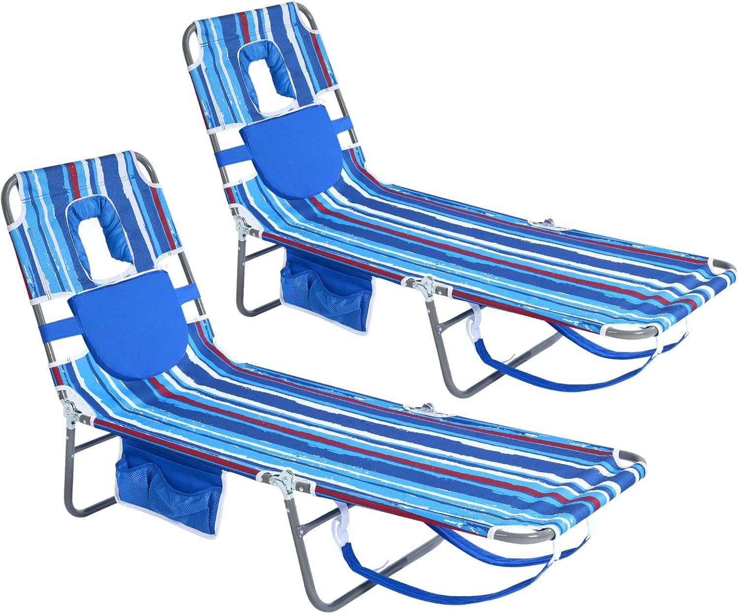 SUNNYFEEL Beach Lounge Chair, Backpack Reclining Beach Chairs Lay Flat, Sun Face Down Tanning Chair, Folding Camping Chairs Portable Camp Cot with Backpack Straps for Outdoor/Picnic/Lawn