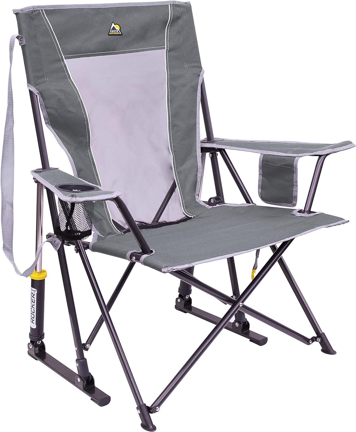 GCI Outdoor Comfort Pro Rocker Camping Chair | Portable Folding Rocking Chair with Durable Armrests & Drink Holder — Sweet Tea