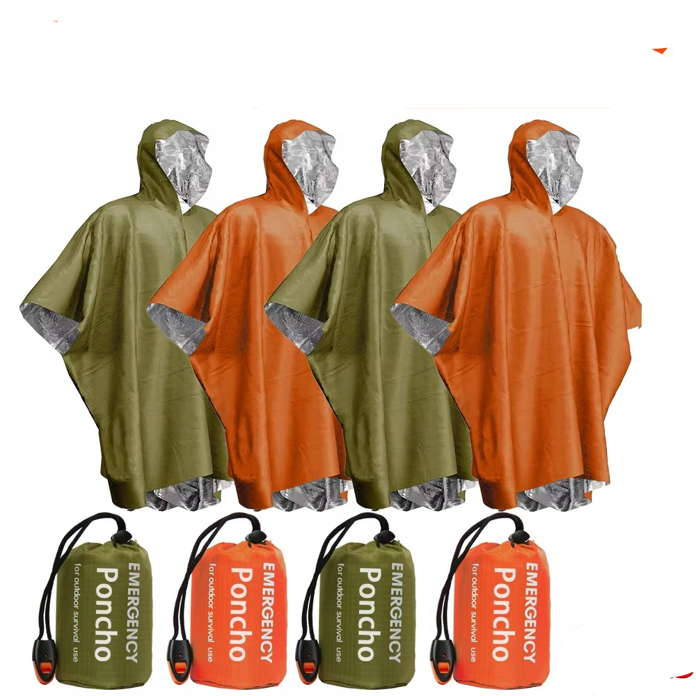 Emergency Thermal Rain Poncho – Waterproof Survival Blanket for Hiking & Outdoor Safety