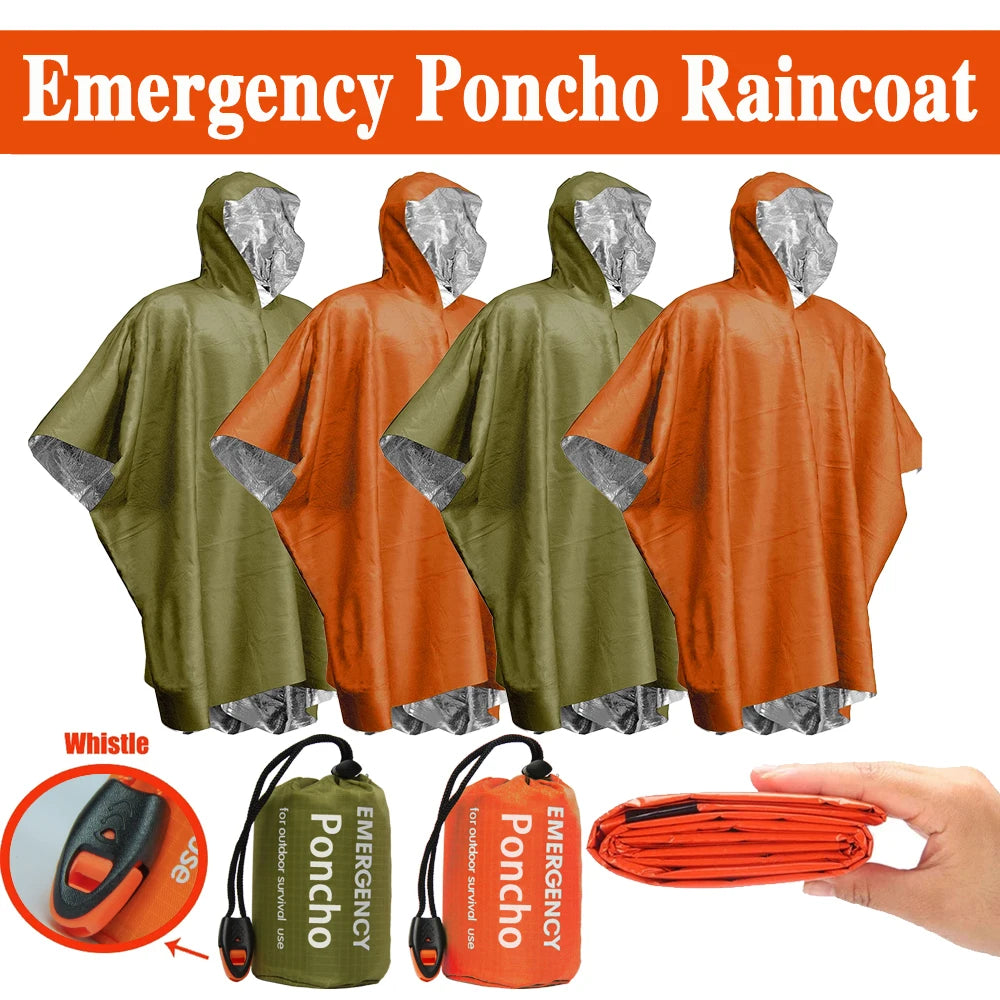 Emergency Thermal Rain Poncho – Waterproof Survival Blanket for Hiking & Outdoor Safety