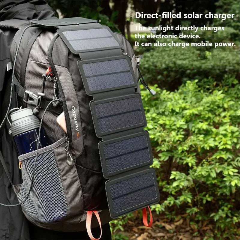 Foldable Solar Panel USB Charger – Portable Outdoor Solar Power Bank for Camping & Hiking