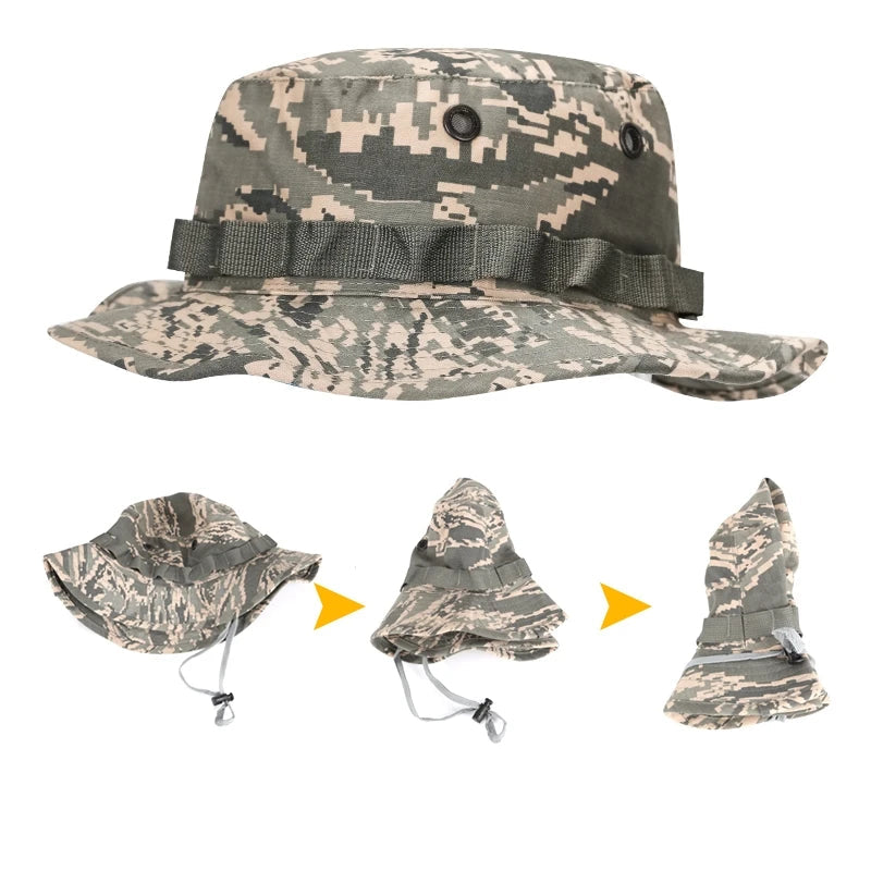 Military Boonie Hat – Tactical Camo Army Bucket Hat, Jungle & Kryptek Floppy Hat for Hunting, Hiking, Fishing, Outdoor Survival