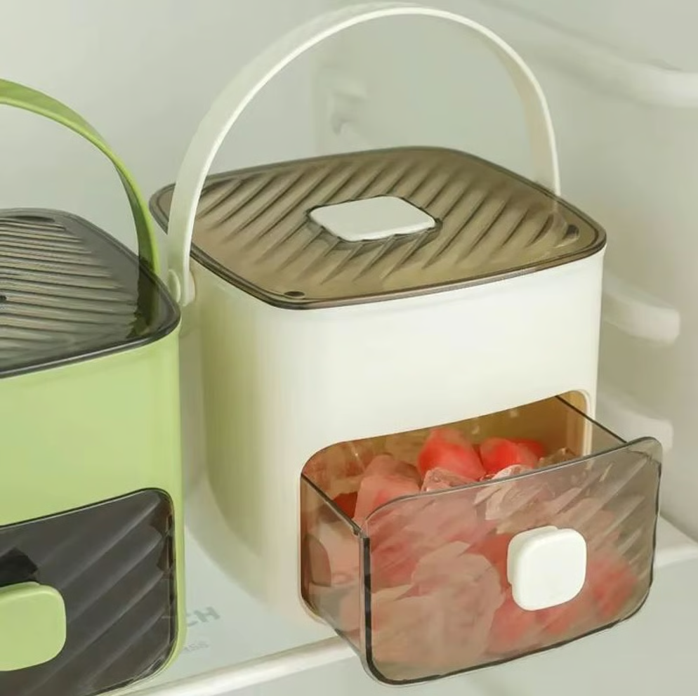 48 Cube Ice Maker with Easy Press Lid - Double-deck portable design includes silicone trays, durable plastic construction for DIY frozen food and beverages, ideal for summer beverages, Countertop Ice Maker, Beverage Cooling, Modern Kitchen Gadgets