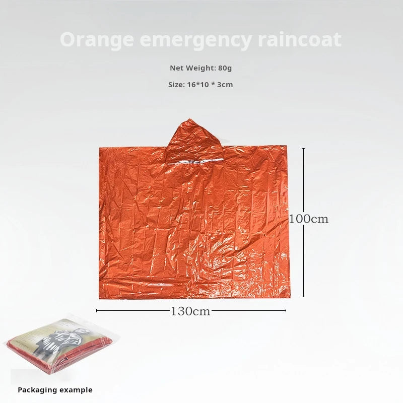 Emergency Thermal Rain Poncho – Waterproof Survival Blanket for Hiking & Outdoor Safety