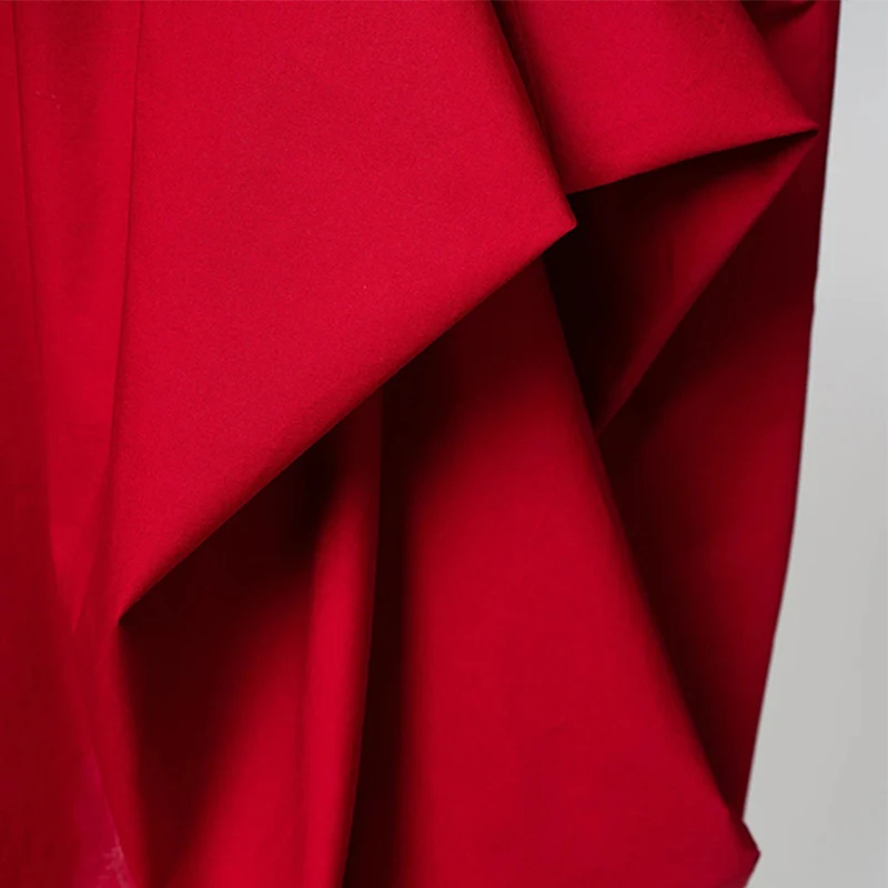 2025 New Spring Women's Elegant Party Evening Midi Dresses Long Sleeves Stand Collar Pleated Cocktail Prom Red Dress