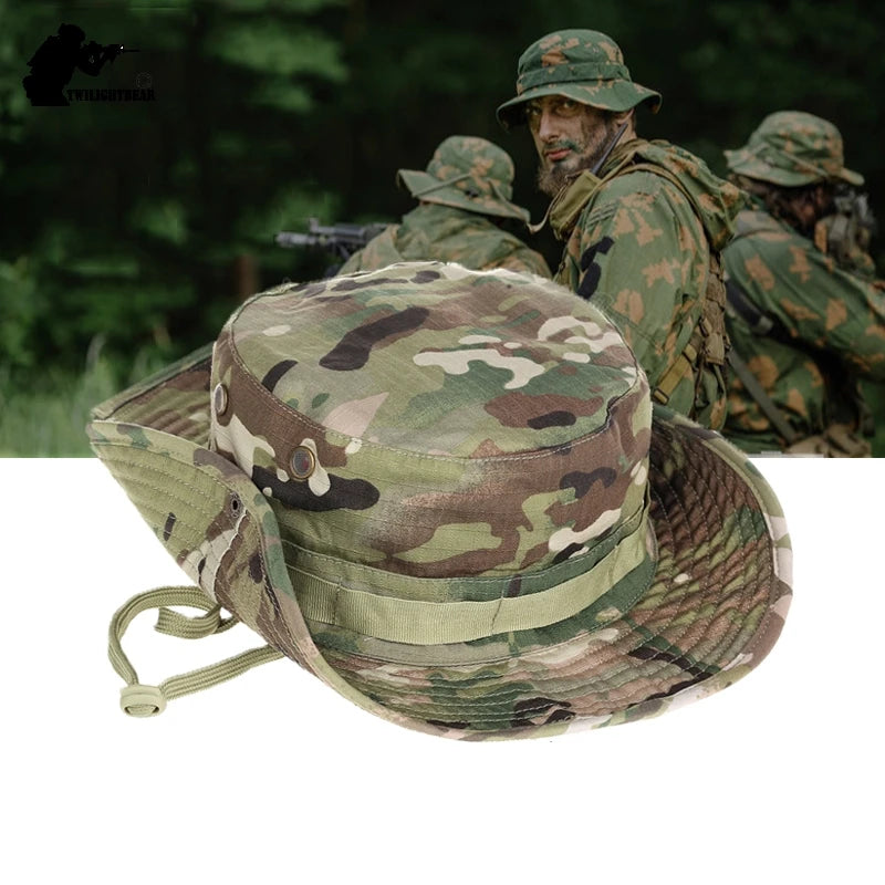 Military Boonie Hat – Tactical Camo Army Bucket Hat, Jungle & Kryptek Floppy Hat for Hunting, Hiking, Fishing, Outdoor Survival