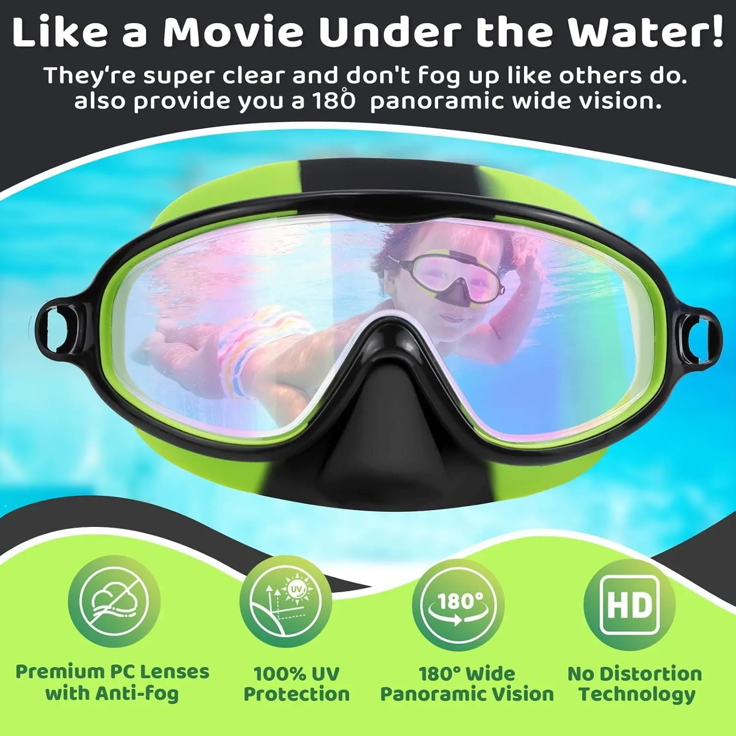🔥summer sale 25% OFF 🔥  Swim Goggles 2 Pcs with Nose Cover for Ages 3-12+ Kids,Youth,UV Protection Anti-Fog Wide View Anti-Shattered Lens for Boys and Girls - Safety anti-uv swim glass anti-fog swimming goggles for Lake,Beach, Summer Party