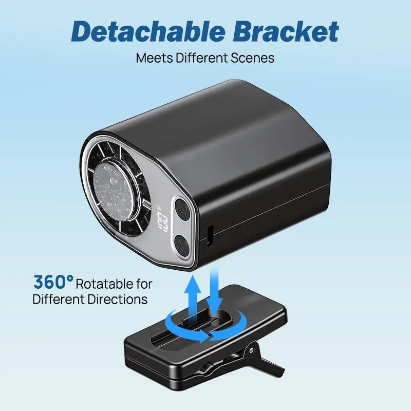  Summervibes-2026 Semiconductor Cooling Car Clip On Fan with LED Display - 360° Rotation, 100 Speeds Adjustable, USB Rechargeable Personal Cooling Fan, 16℃ Semi-Cooling Wide Clamp 20Hr Battery 3000mAh Battery,summervibes