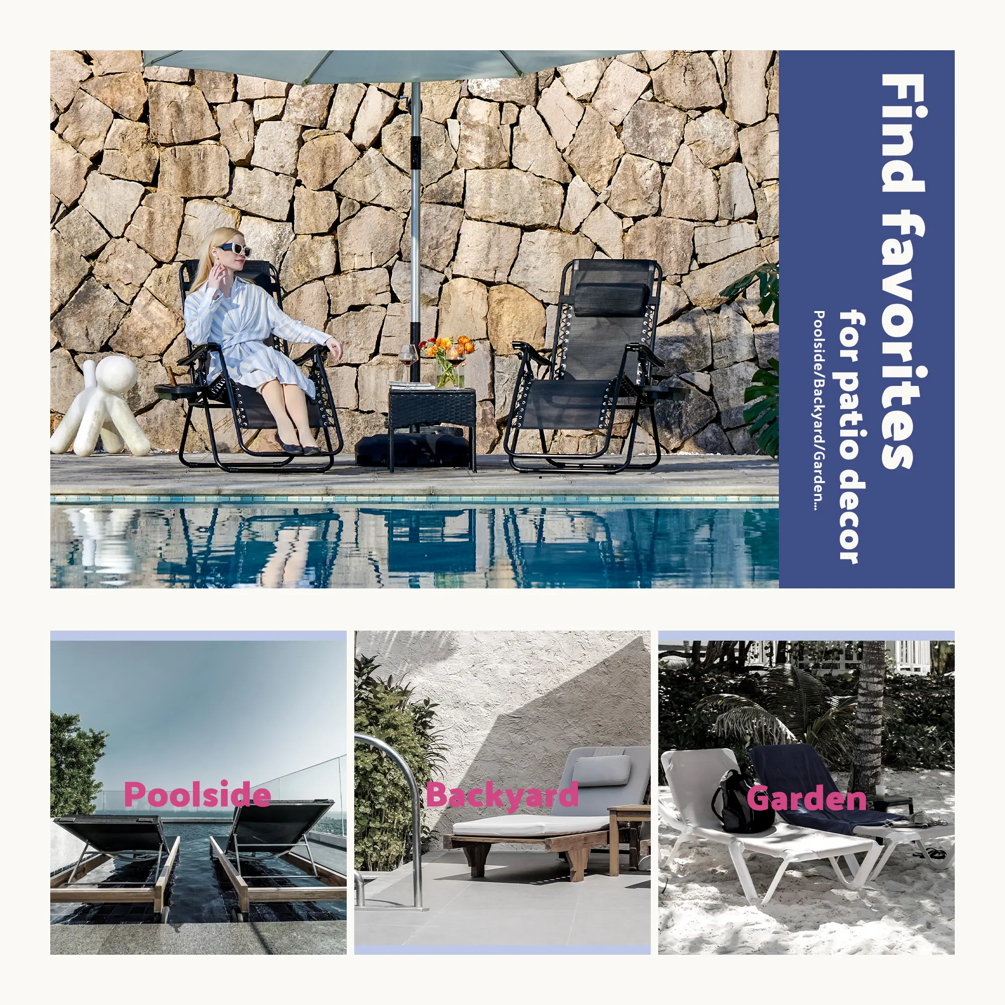 🔥summer sale 25% OFF 🔥 Outdoor Zero Gravity Chairs, Set of 2 Portable Recliner Beach Camping Patio Outdoor Folding Lounge Chair with Cup Holder Trays and Adjustable Pillow