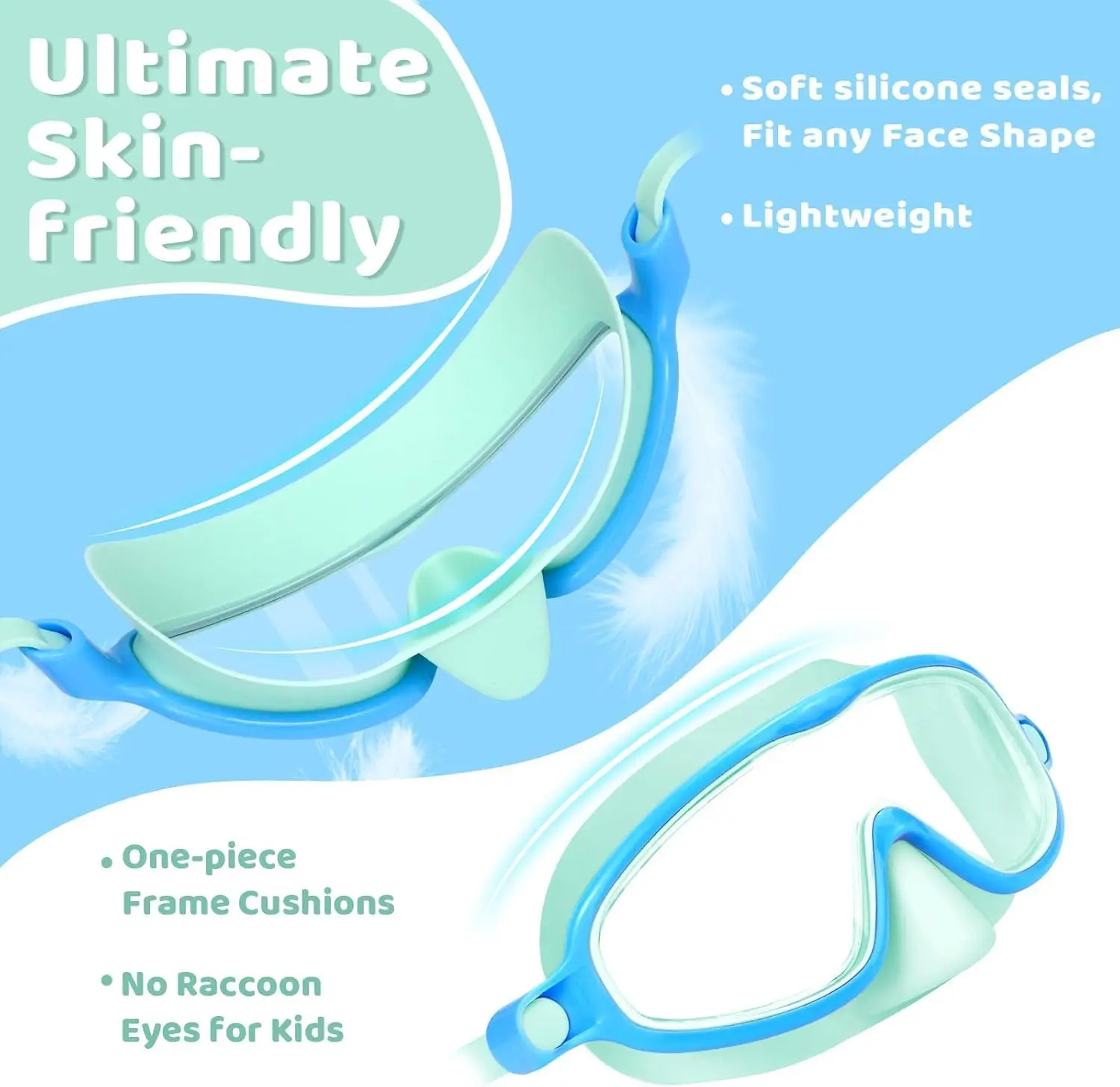 🔥summer sale 25% OFF 🔥  Swim Goggles 2 Pcs with Nose Cover for Ages 3-12+ Kids,Youth,UV Protection Anti-Fog Wide View Anti-Shattered Lens for Boys and Girls - Safety anti-uv swim glass anti-fog swimming goggles for Lake,Beach, Summer Party