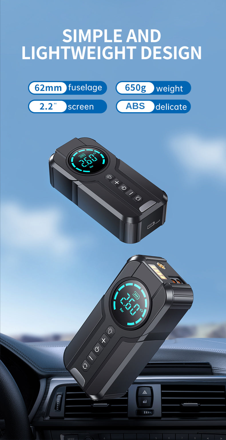 4-in-1 Car Jump Starter with Air Compressor, Power Bank & LED Flashlight – 1000A Peak Booster