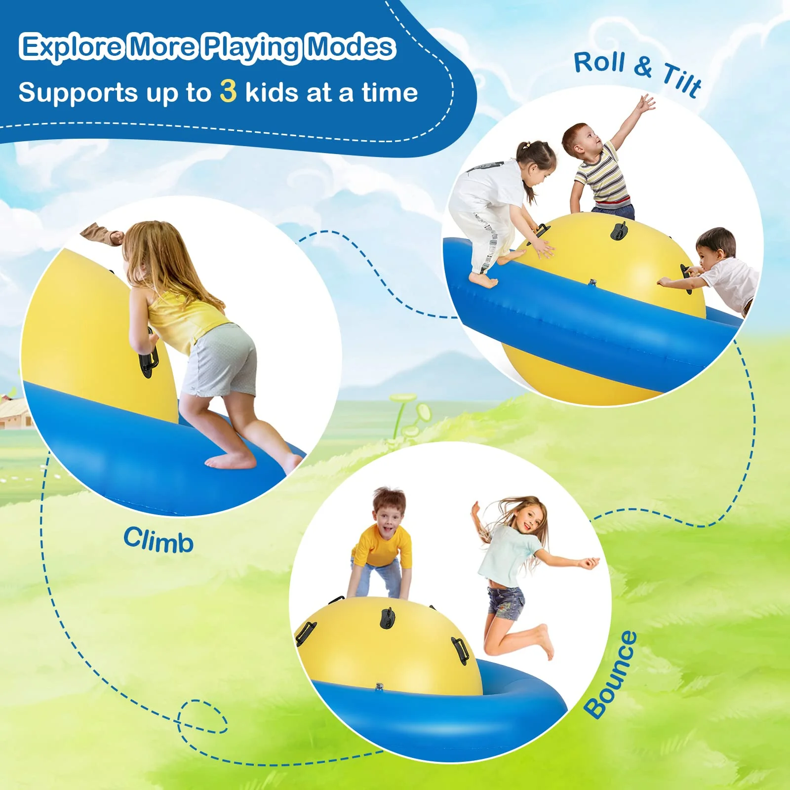 Costzon Giant Inflatable Dome Rocker Bouncer, Blow Up Rocking Ball Playground