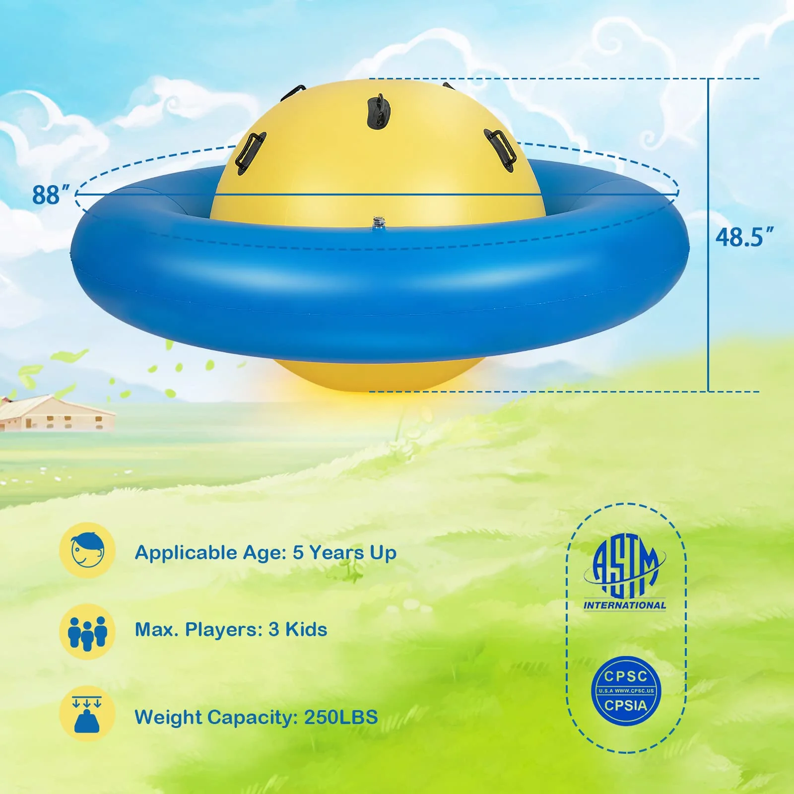 Costzon Giant Inflatable Dome Rocker Bouncer, Blow Up Rocking Ball Playground