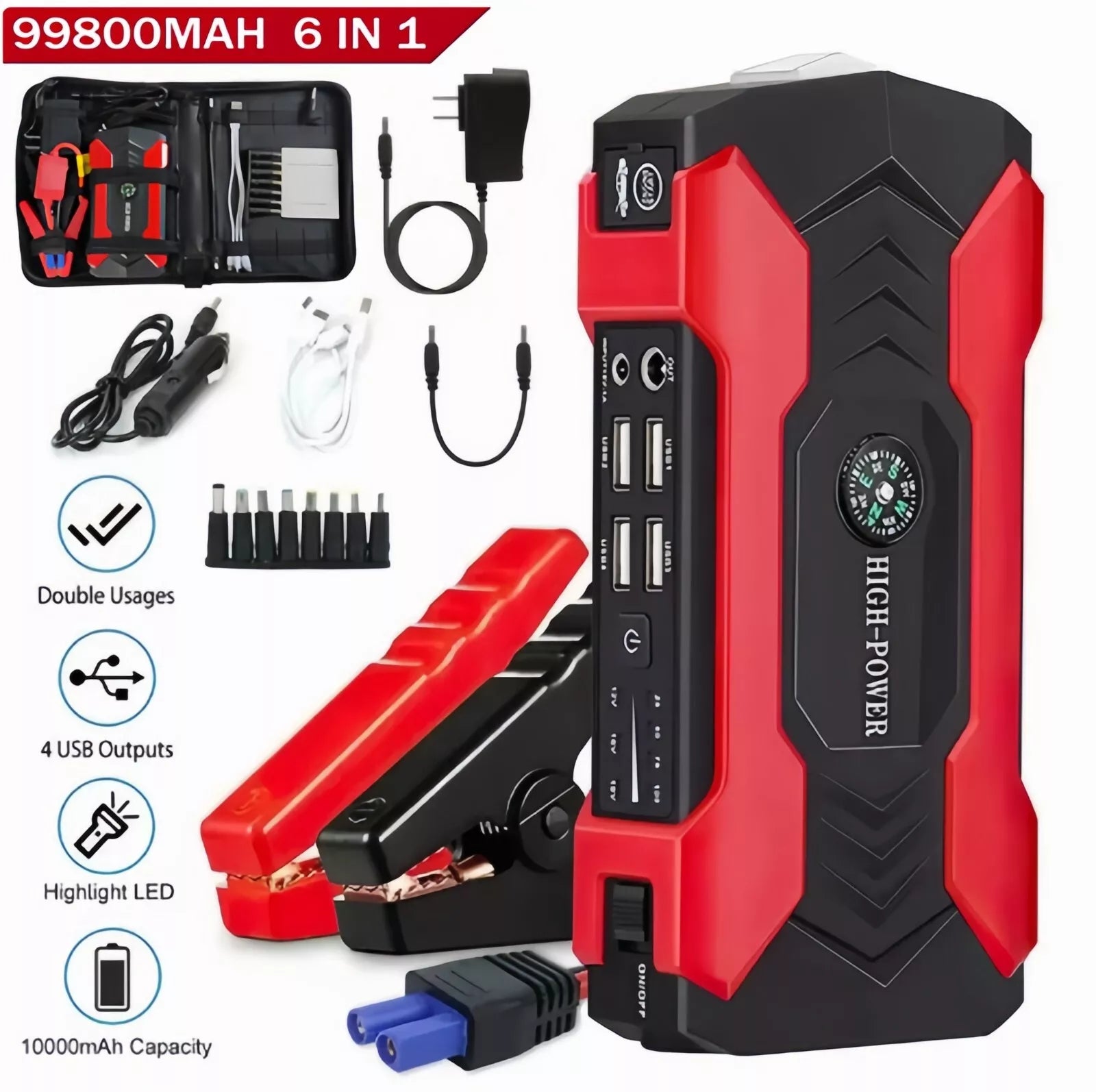 Portable Car Jump Starter with Power Bank & Emergency Flashlight – 1200A Peak Booster Pack