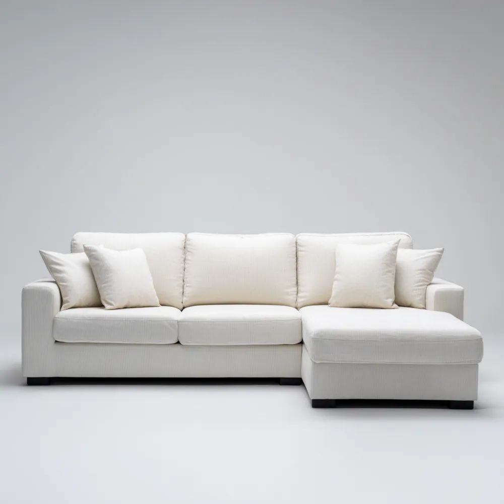 Ecksofa Stoff 280x95x85 cm - Creme - Modernes Design
