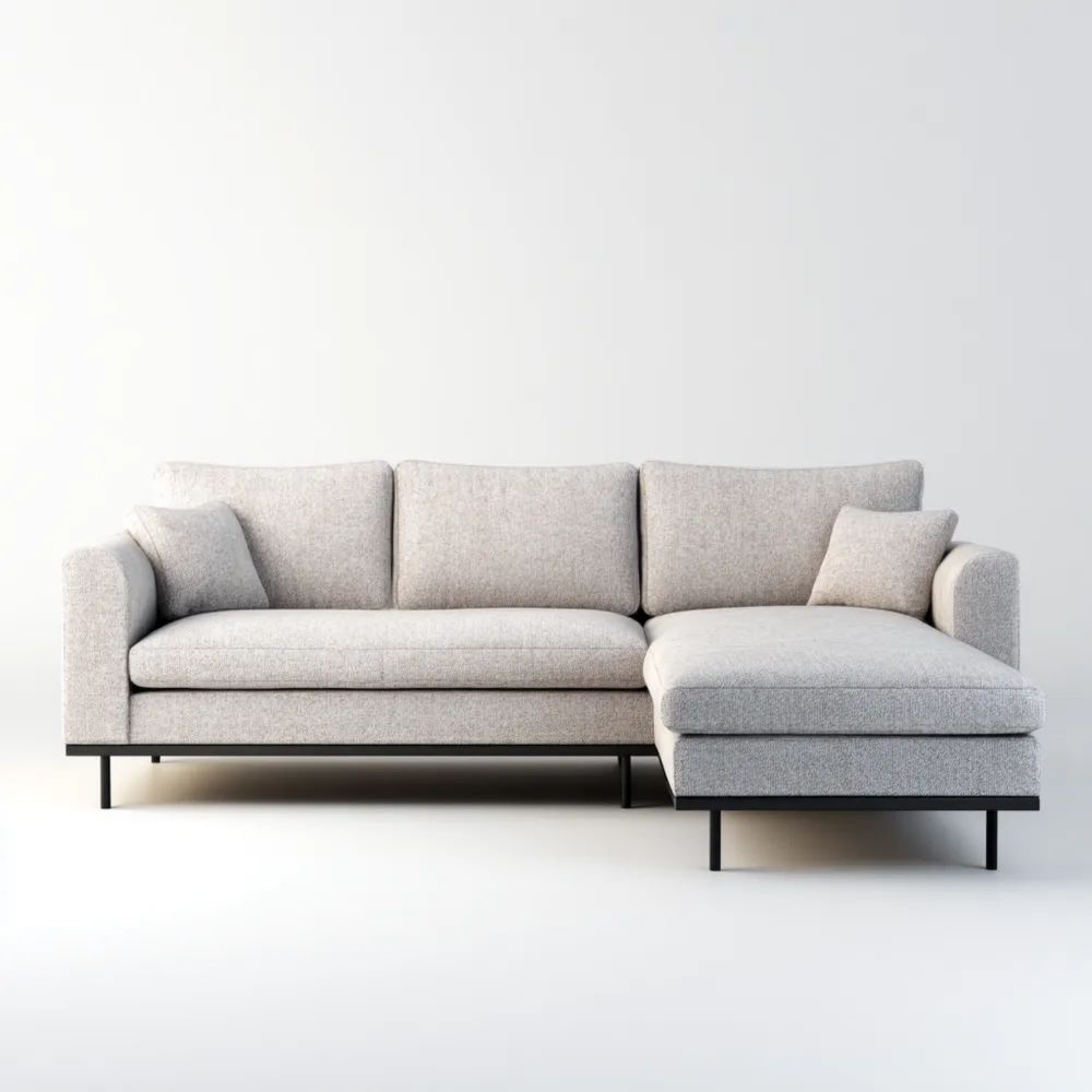 Ecksofa Stoff 250x150x85 cm – Hellgrau – Modernes Design