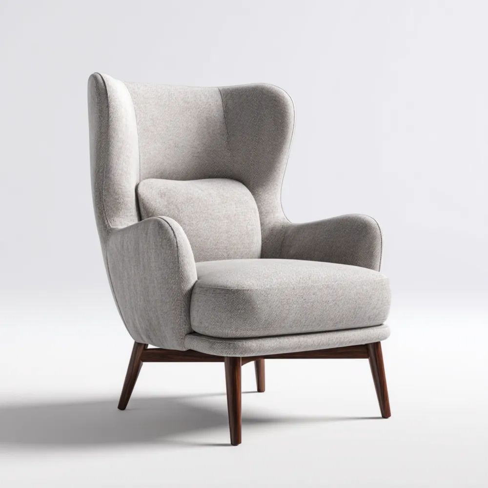 Ohrensessel Stoffpolsterung 75x85x100 cm – Hellgrau – Skandinavisches Design